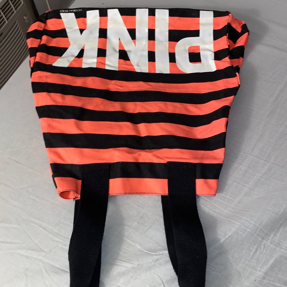 Used Pink neon and black strip tote bag